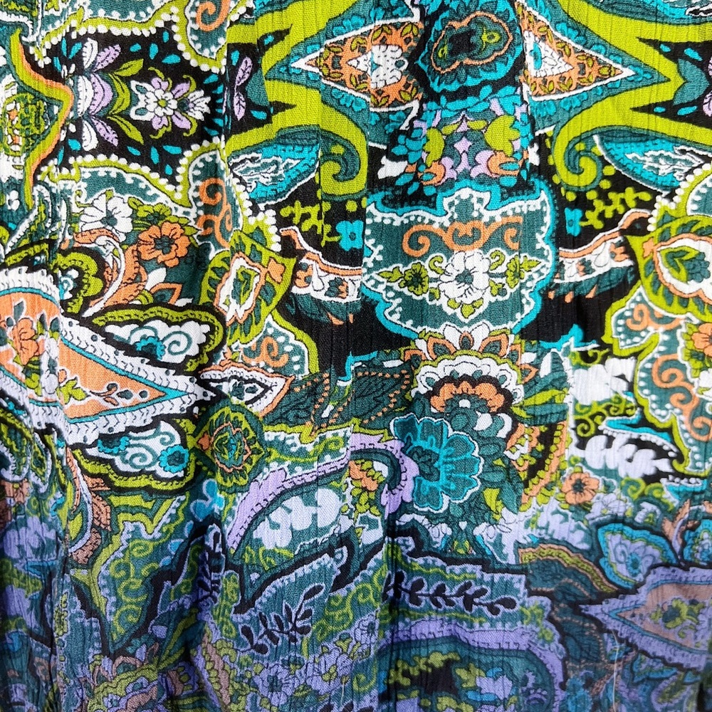 Mystree Boho Pattern Tie Front Ombr Lace Blouse - image 7